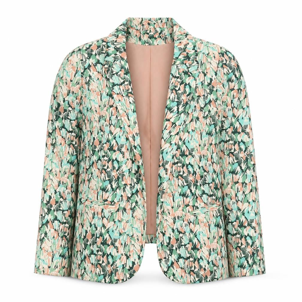 Front view of H&M Women's Multicoloured Blazer, size 8, Lightweight Lined Jacket