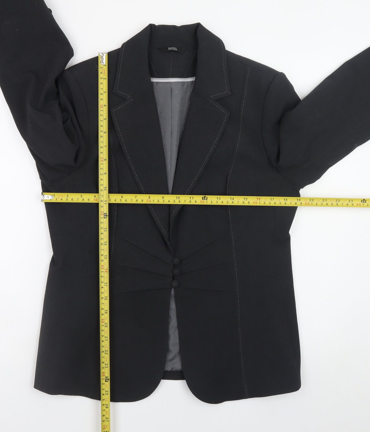 Marks and Spencer Women Black Size 16 Blazer Jacket Workwear