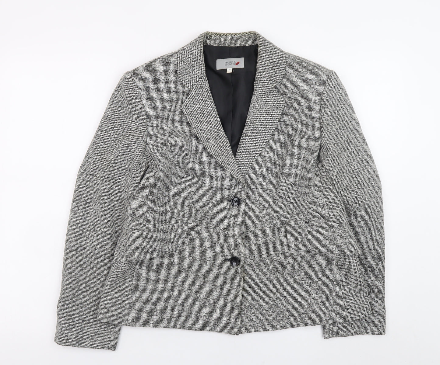Marks and Spencer Women’s Grey Check Blazer Jacket Size 14