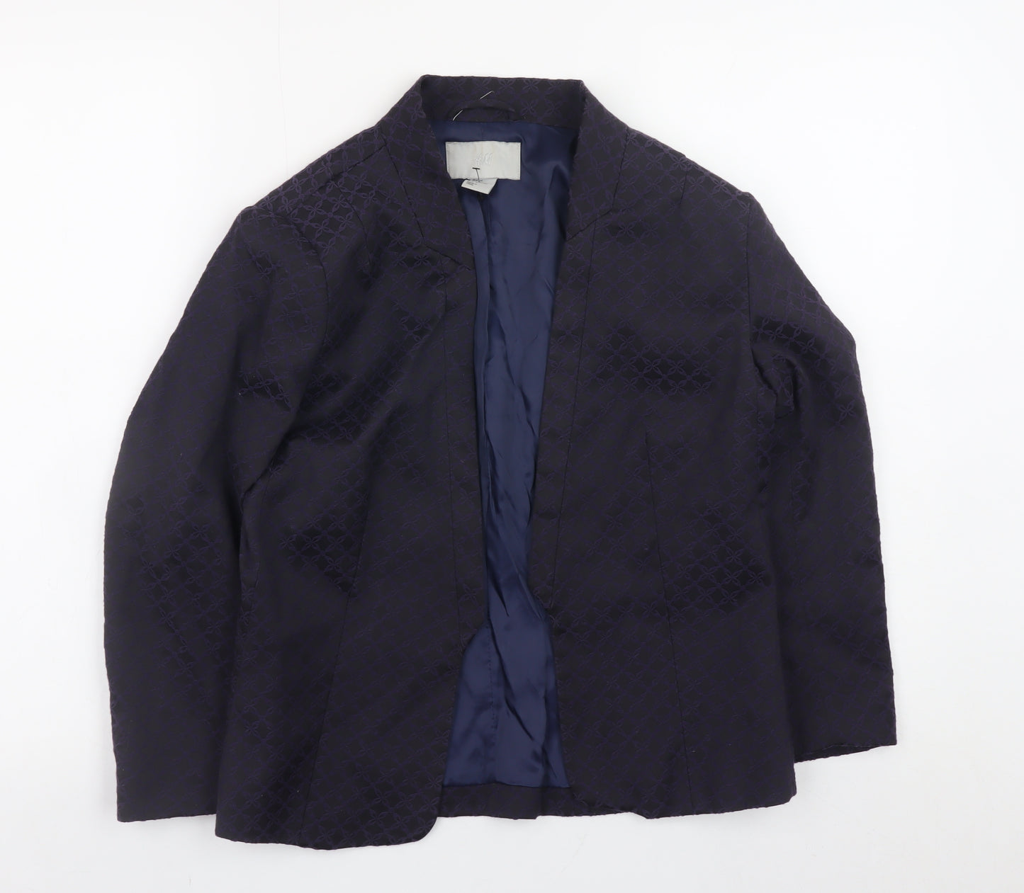 H&M Women Black Cotton Blend Blazer Jacket Size 8