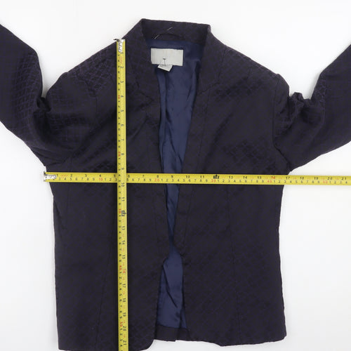 H&M Women Black Cotton Blend Blazer Jacket Size 8