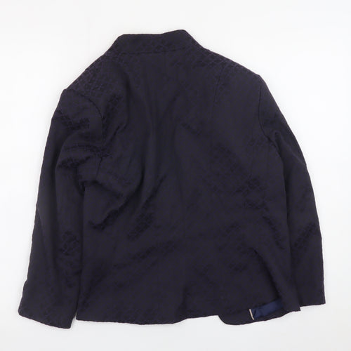 H&M Women Black Cotton Blend Blazer Jacket Size 8