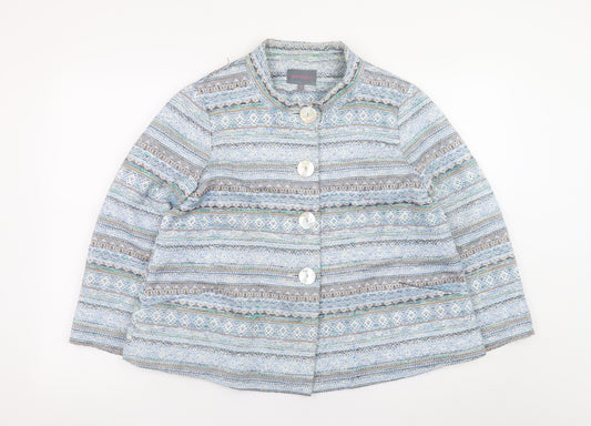 Sahara Womens Multicoloured Tweed Button Jacket Size M