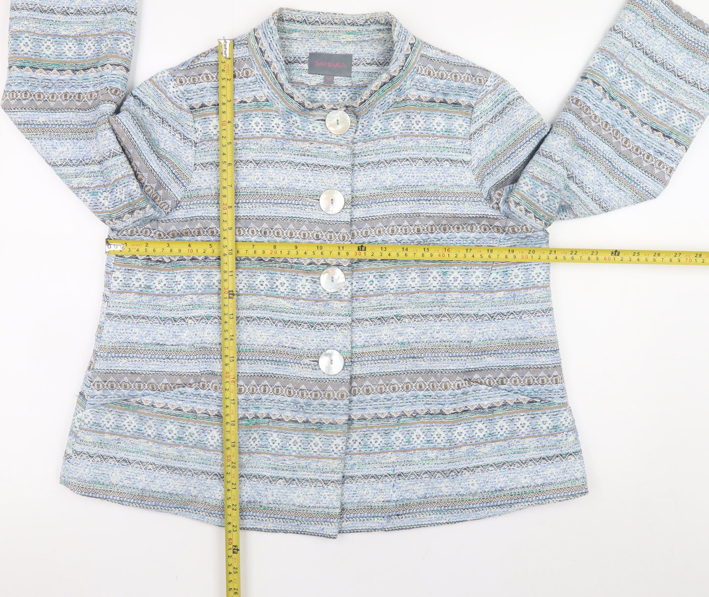 Sahara Womens Multicoloured Tweed Button Jacket Size M