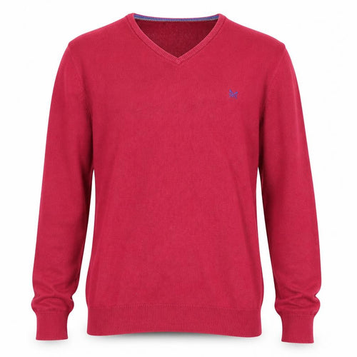 Crew Clothing Company Men's Red V-Neck Cotton Cashmere Jumper XL