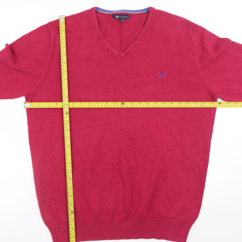Crew Clothing Company Men's Red V-Neck Cotton Cashmere Jumper XL