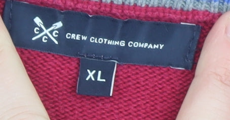 Crew Clothing Company Men's Red V-Neck Cotton Cashmere Jumper XL