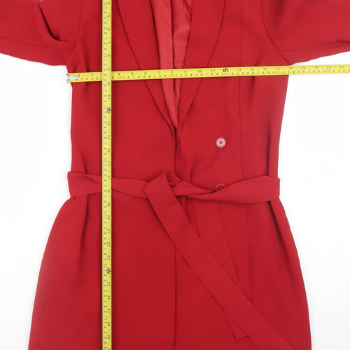 H&M Women’s Red Belted Trench Coat Size 6 Regular Fit
