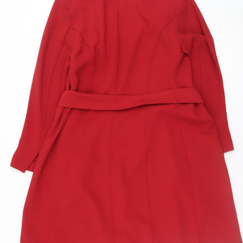 H&M Women’s Red Belted Trench Coat Size 6 Regular Fit