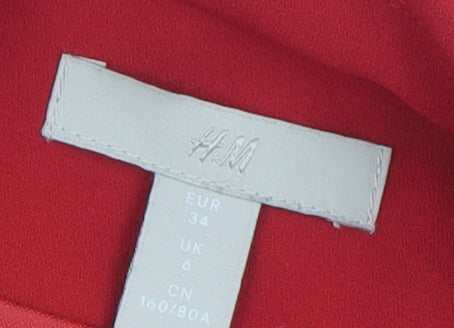 H&M Women’s Red Belted Trench Coat Size 6 Regular Fit