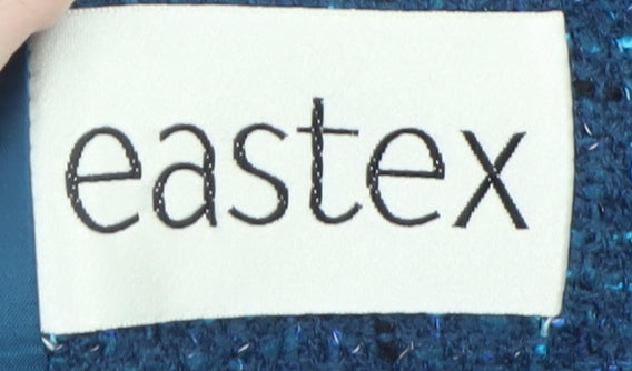 Eastex Women Blue Tweed Wool Blend Button Jacket Size 16