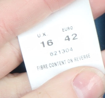 Eastex Women Blue Tweed Wool Blend Button Jacket Size 16