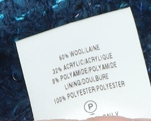 Eastex Women Blue Tweed Wool Blend Button Jacket Size 16