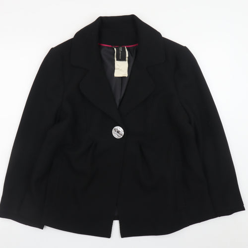 E-vie Women’s Black Blazer UK 16 Short Single Button Jacket