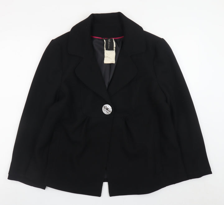 E-vie Women’s Black Blazer UK 16 Short Single Button Jacket