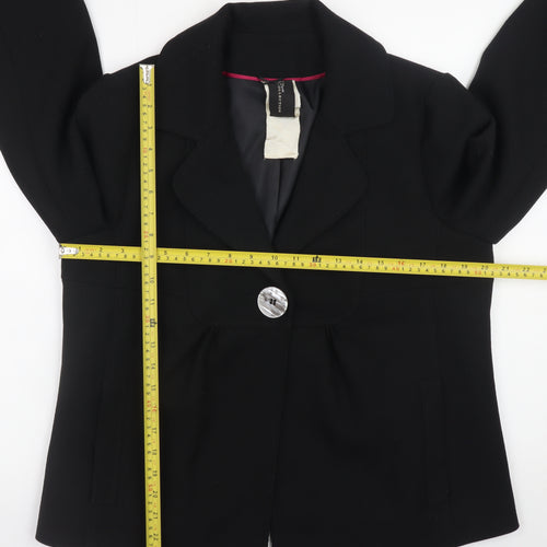 E-vie Women’s Black Blazer UK 16 Short Single Button Jacket