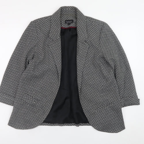 Topshop Women’s Black Geometric Wool Blend Blazer UK 12