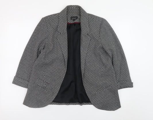 Topshop Women’s Black Geometric Wool Blend Blazer UK 12