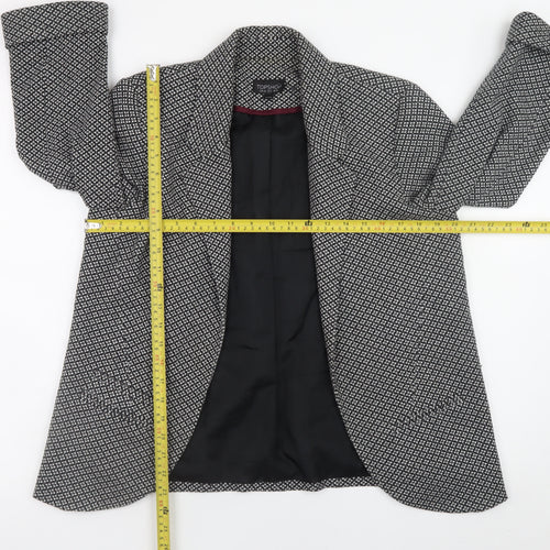 Topshop Women’s Black Geometric Wool Blend Blazer UK 12