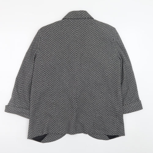 Topshop Women’s Black Geometric Wool Blend Blazer UK 12