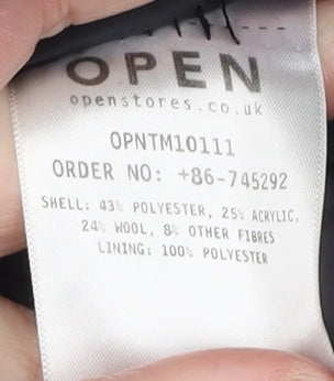 Open Men Navy Blue Wool Blend Bomber Jacket Size M Classic Mid-Length