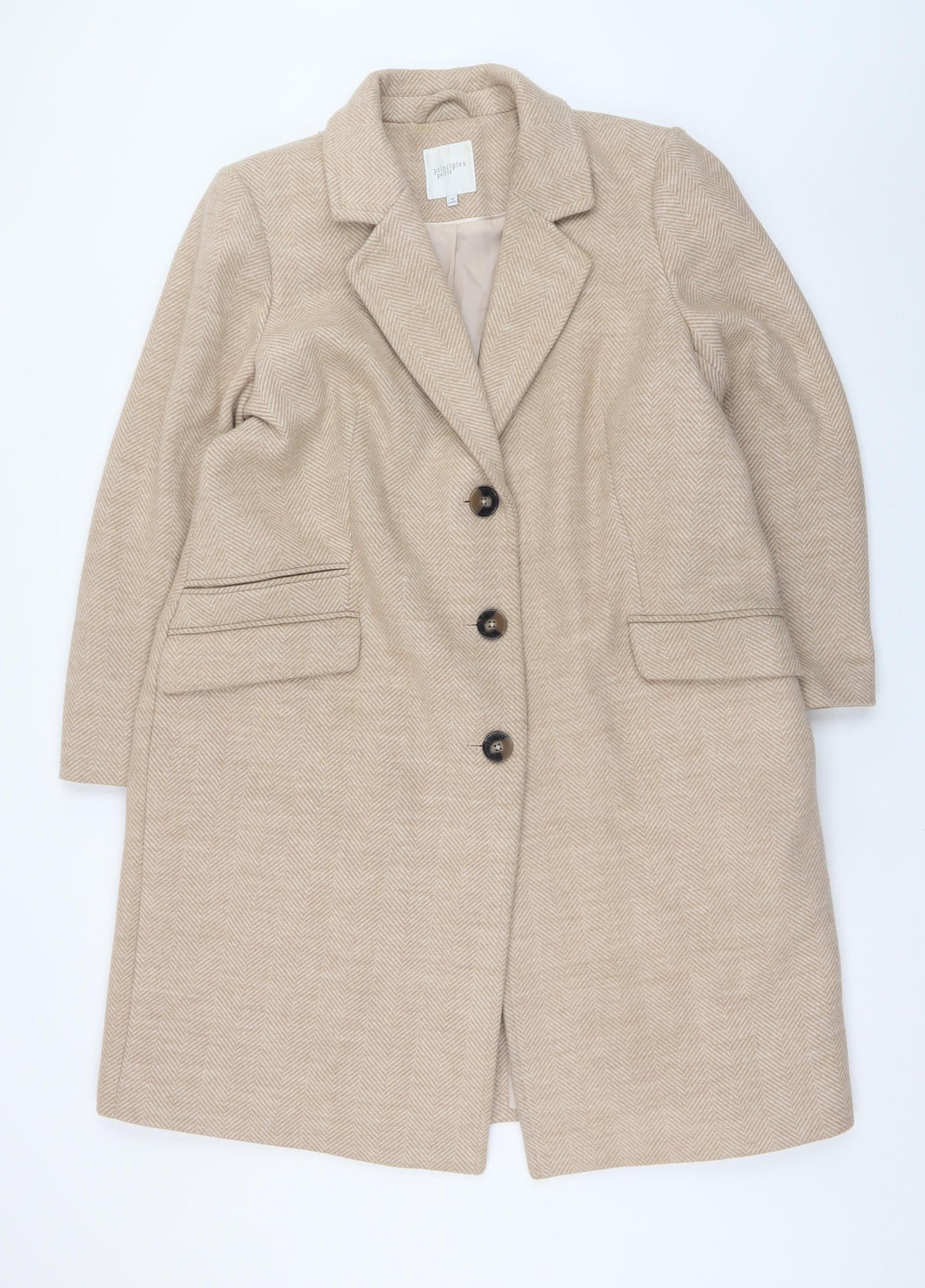 Principles Petite Women's Beige Long Overcoat Size 18 Petite