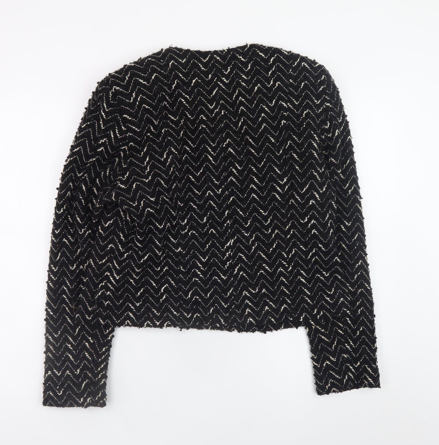 Hudson & Onslow Womens Black Chevron Tweed Blazer Jacket Size 16