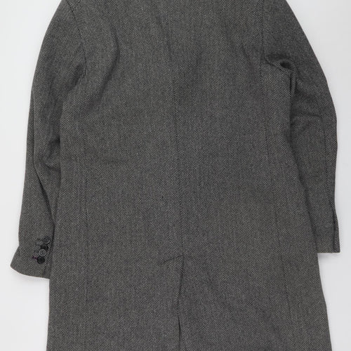 Jasper Conran Men's Grey Herringbone Wool Blend Overcoat M