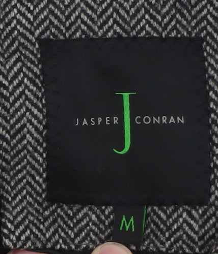 Jasper Conran Men's Grey Herringbone Wool Blend Overcoat M