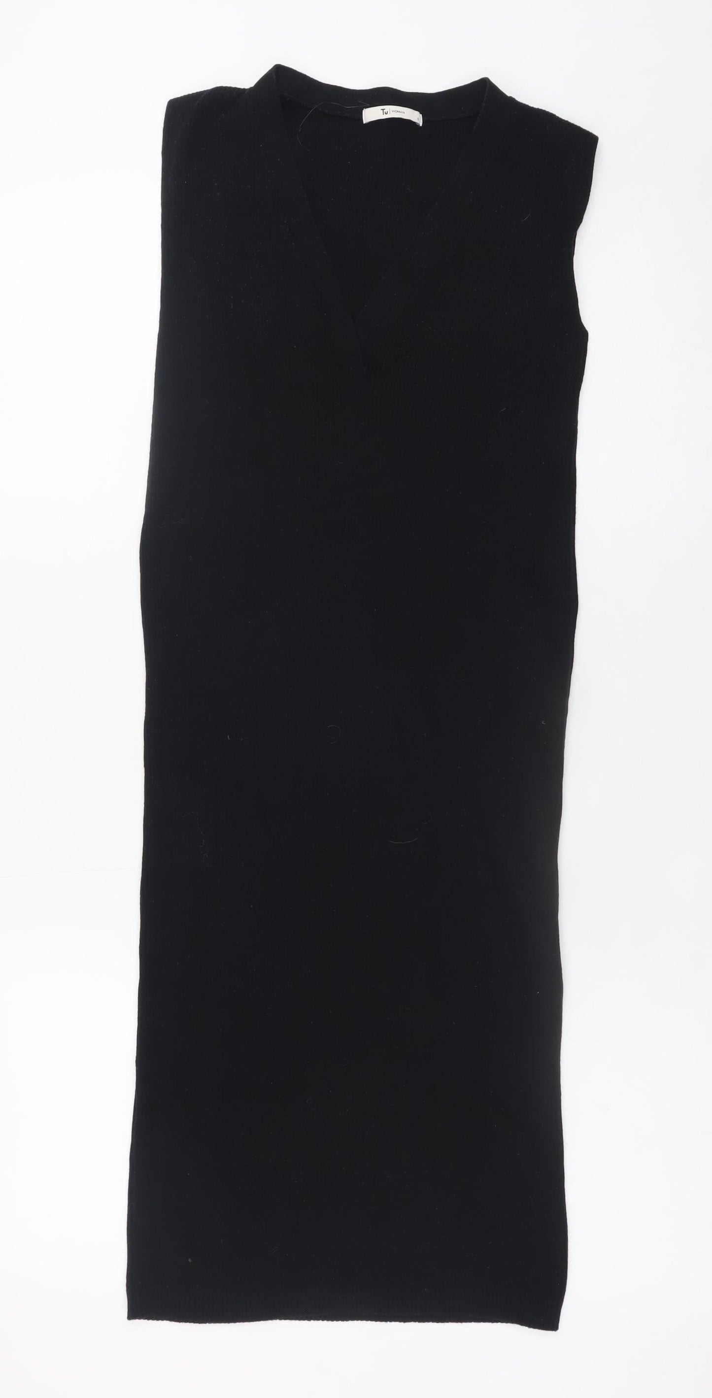 Tu Women’s Black Cotton Bodycon Knit Sleeveless Dress Size 8