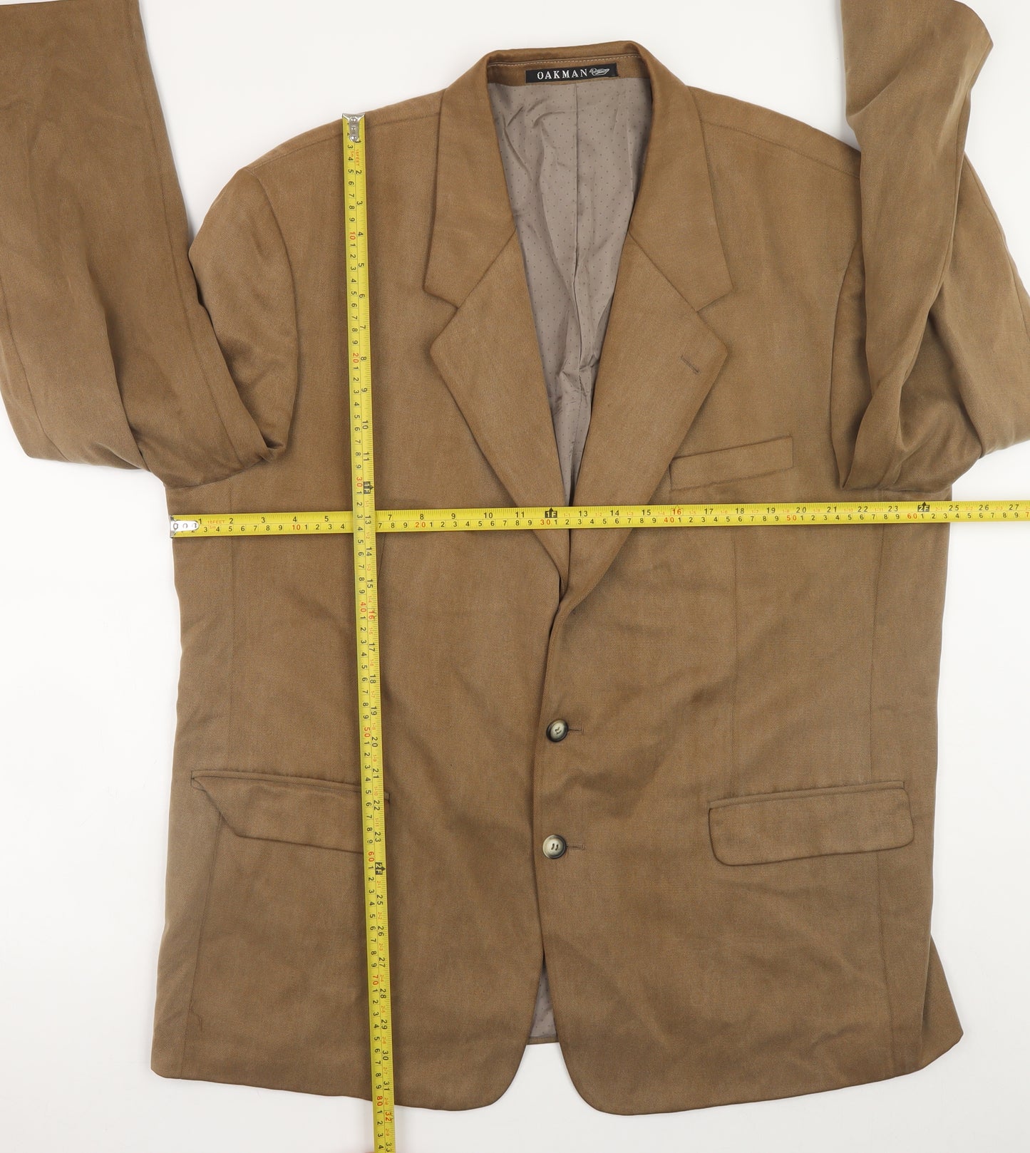 Oakman Men's Brown Classic Blazer Jacket Size 46