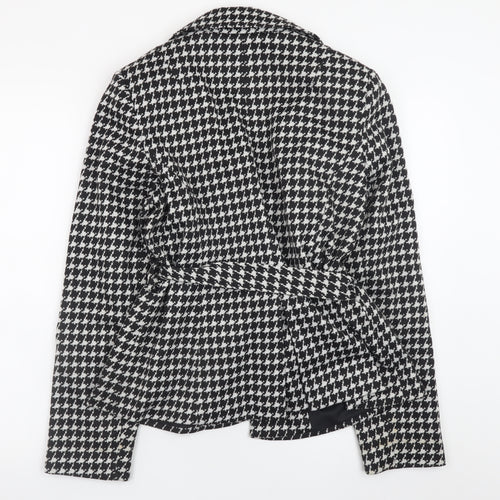 Et Vous Women's Black Houndstooth Belted Trench Coat Size 14