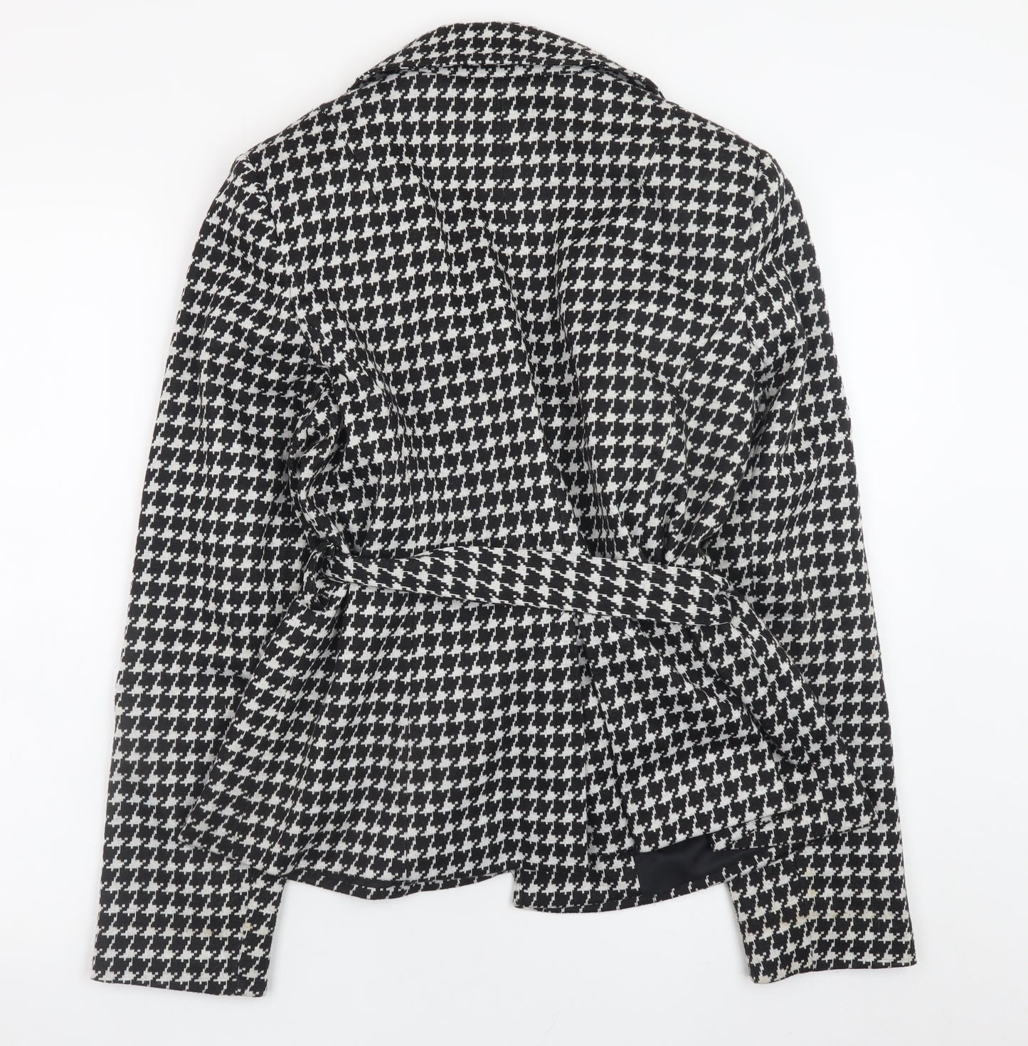 Et Vous Women's Black Houndstooth Belted Trench Coat Size 14