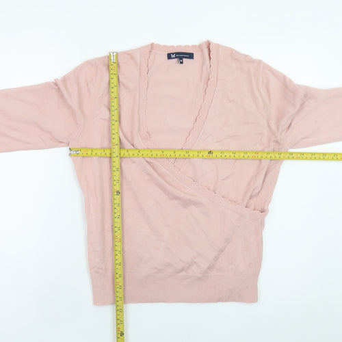 Crew Clothing Women Pink Wrap V-Neck Jumper Size M