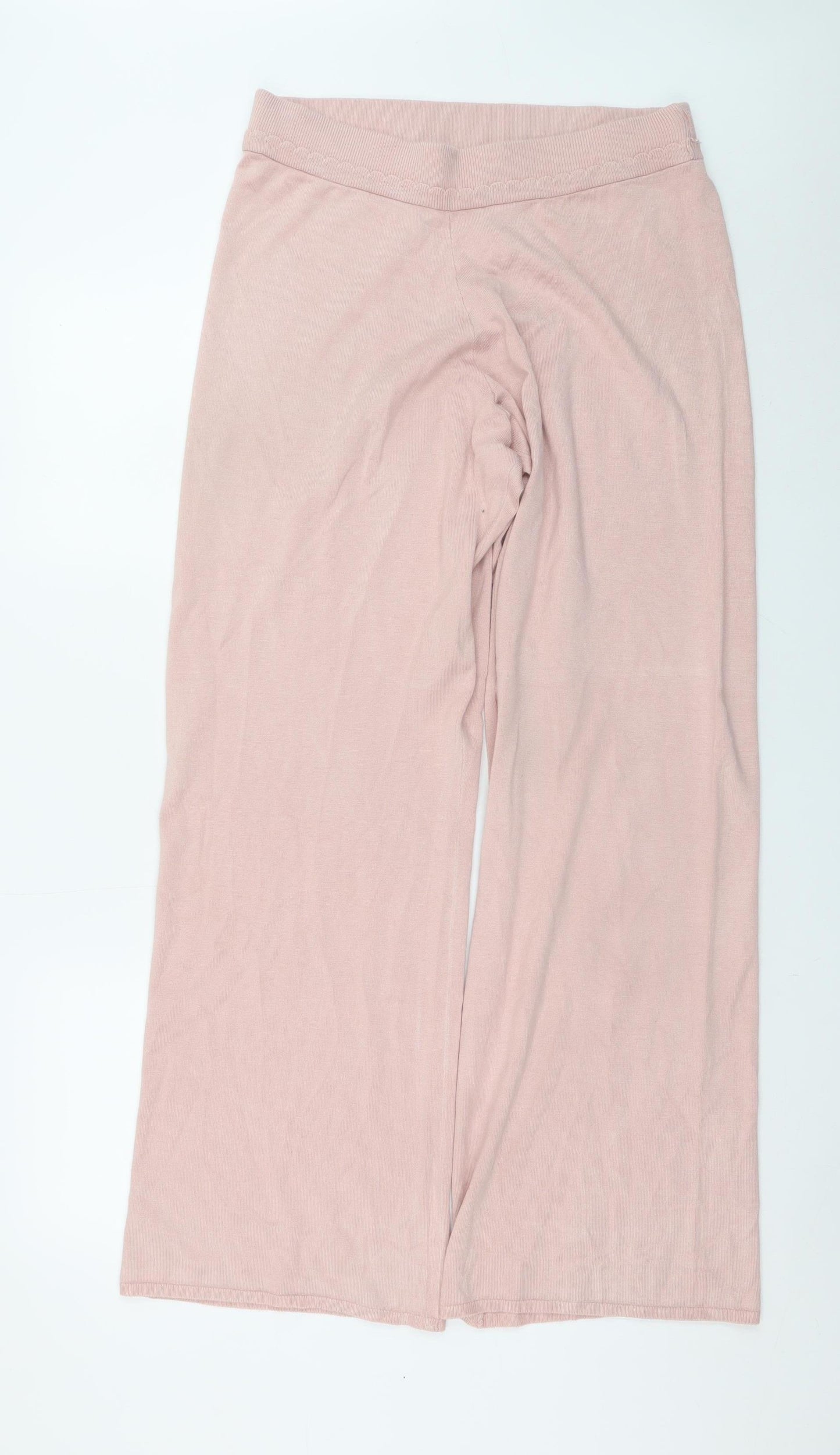Crew Clothing Company Women's Pink Wide-Leg Knit Trousers M