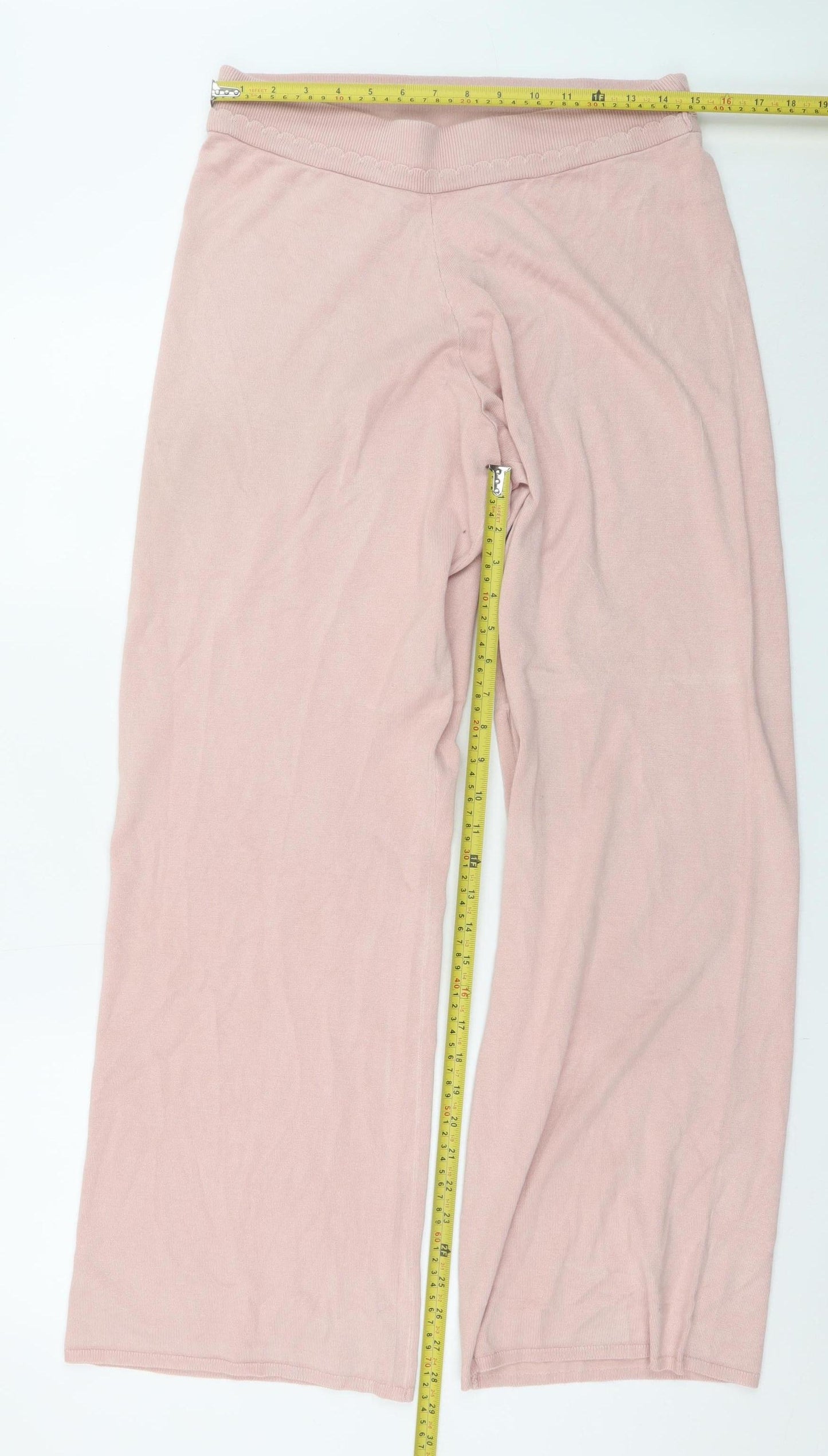 Crew Clothing Company Women's Pink Wide-Leg Knit Trousers M