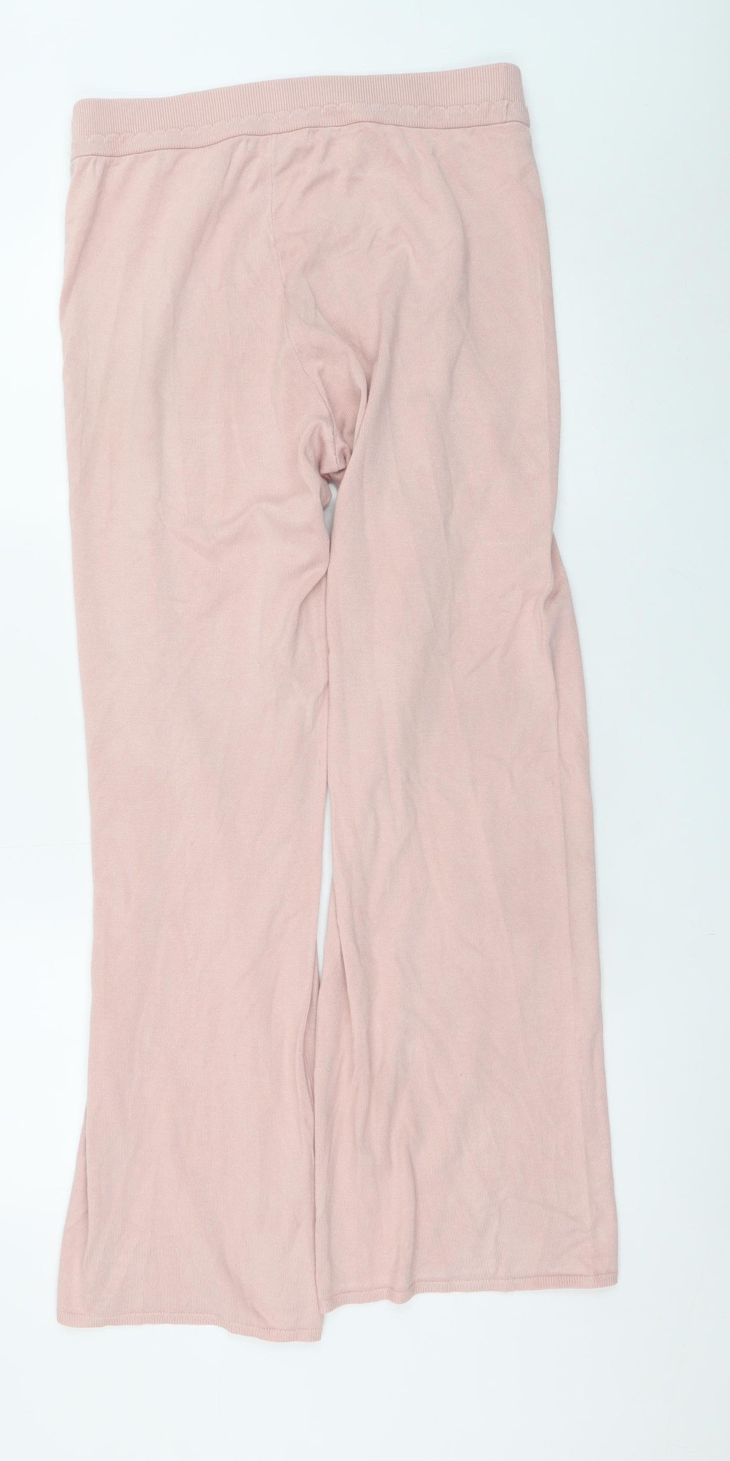Crew Clothing Company Women's Pink Wide-Leg Knit Trousers M