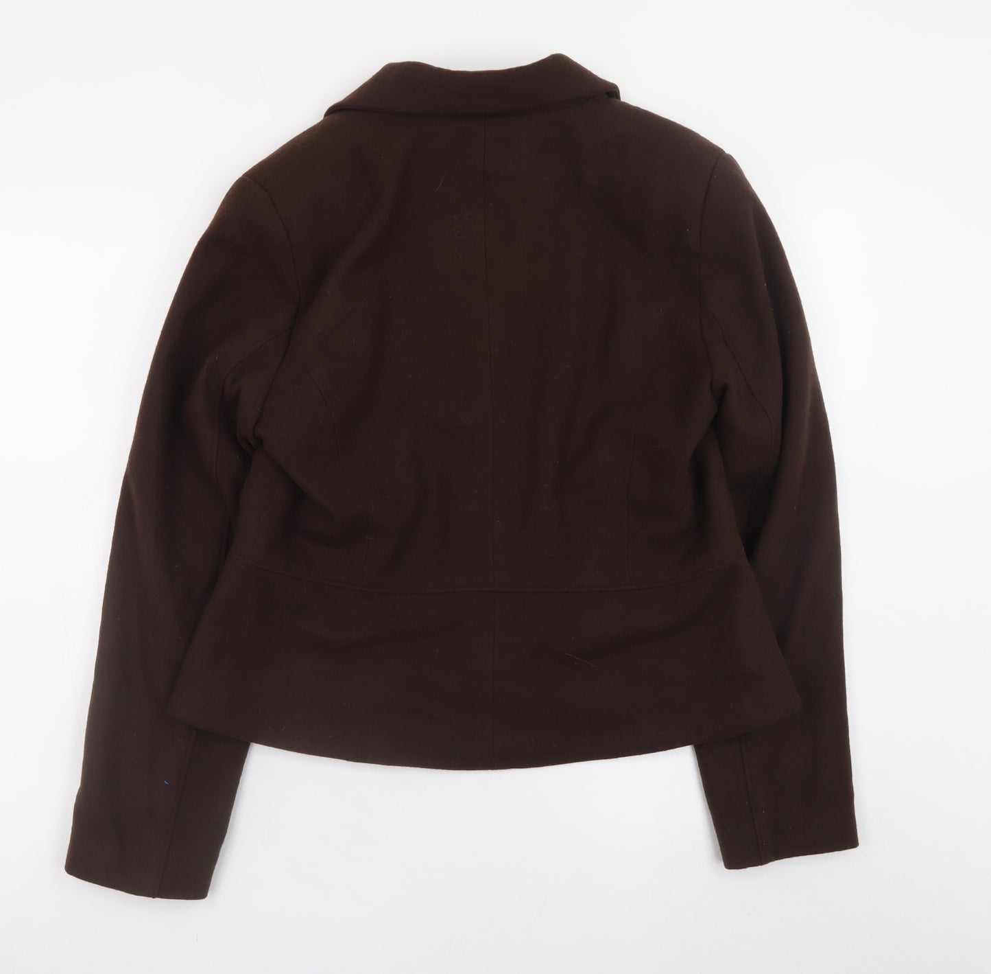 Hennes Women Brown Wool Blend Embroidered Blazer Jacket Size 16