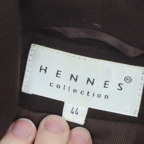 Hennes Women Brown Wool Blend Embroidered Blazer Jacket Size 16
