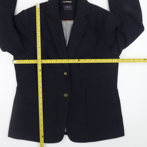 Marks and Spencer Womens Blue Wool Blend Blazer Jacket UK 14