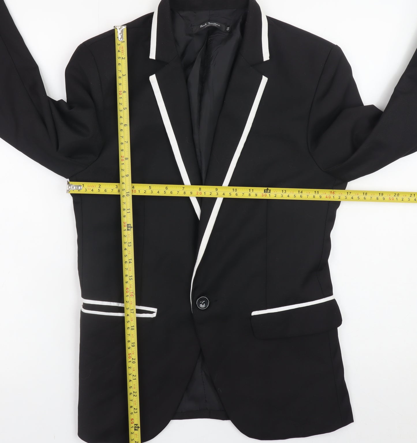 Paul Smith London Men's Black 38 Slim Fit Blazer White Trim Formal Jacket