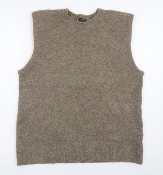 Zara Women Beige Sleeveless Wool Blend Tank Top M