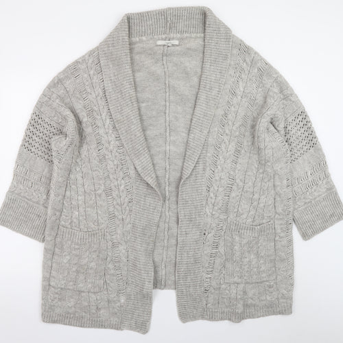 Next Women’s Grey Cable Knit Open Front Cardigan L
