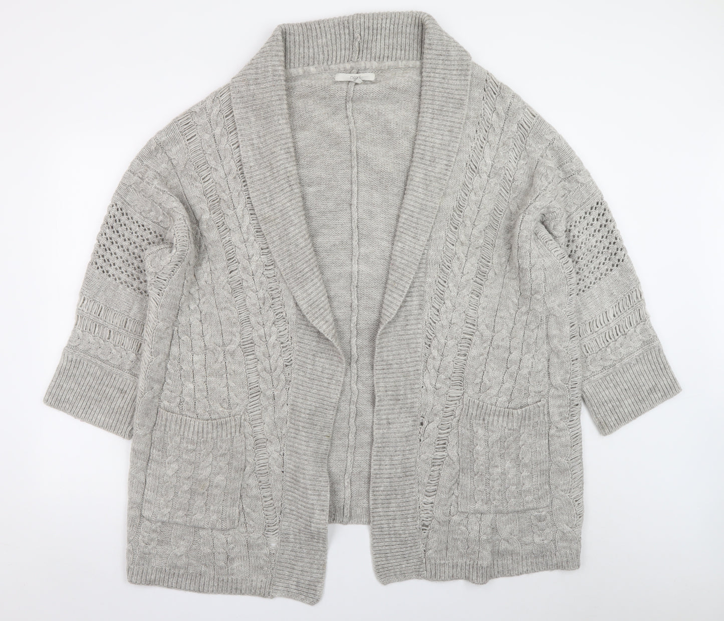 Next Women’s Grey Cable Knit Open Front Cardigan L