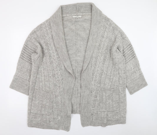 Next Women’s Grey Cable Knit Open Front Cardigan L