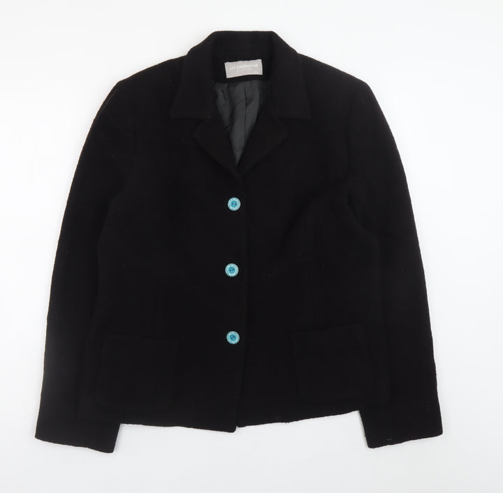 Liz Claiborne Women's Black Wool Blend Blazer Size 14 Classic Fit