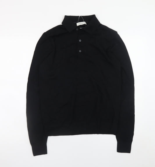 Marks and Spencer Men’s Black Merino Wool Collared Henley Jumper S