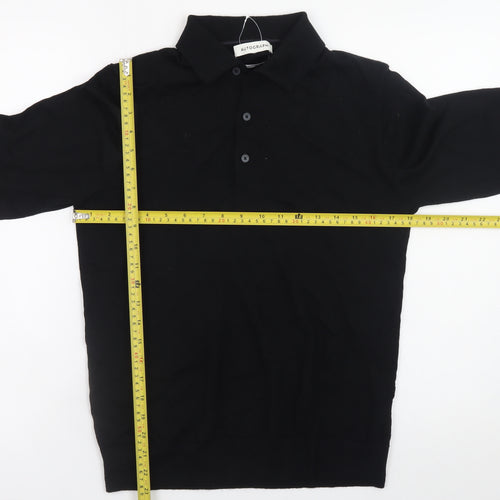 Marks and Spencer Men’s Black Merino Wool Collared Henley Jumper S