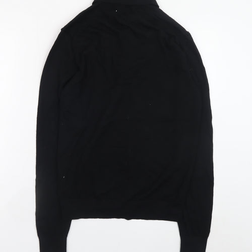 Marks and Spencer Men’s Black Merino Wool Collared Henley Jumper S