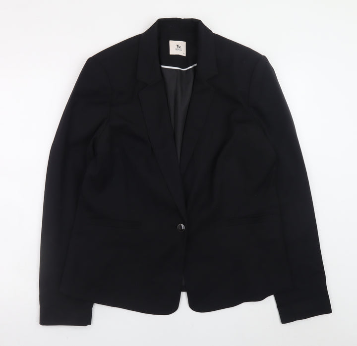 Tu Women Black Regular Fit Blazer Size 16 Lined Work Jacket